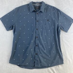Quiksilver Waterman Shirt Top Men Sz XL Blue Short Sleeve 100% Cotton